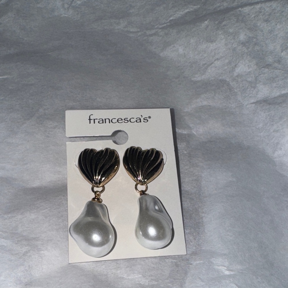 Francesca's Collections Gold Shell and Silver Pearl Earrings